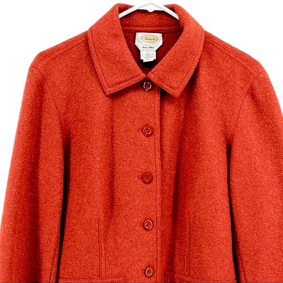 Talbots Woman’s Alpaca Wool Blend Rich Orange Pea Coat Size M - Picture 2 of 7